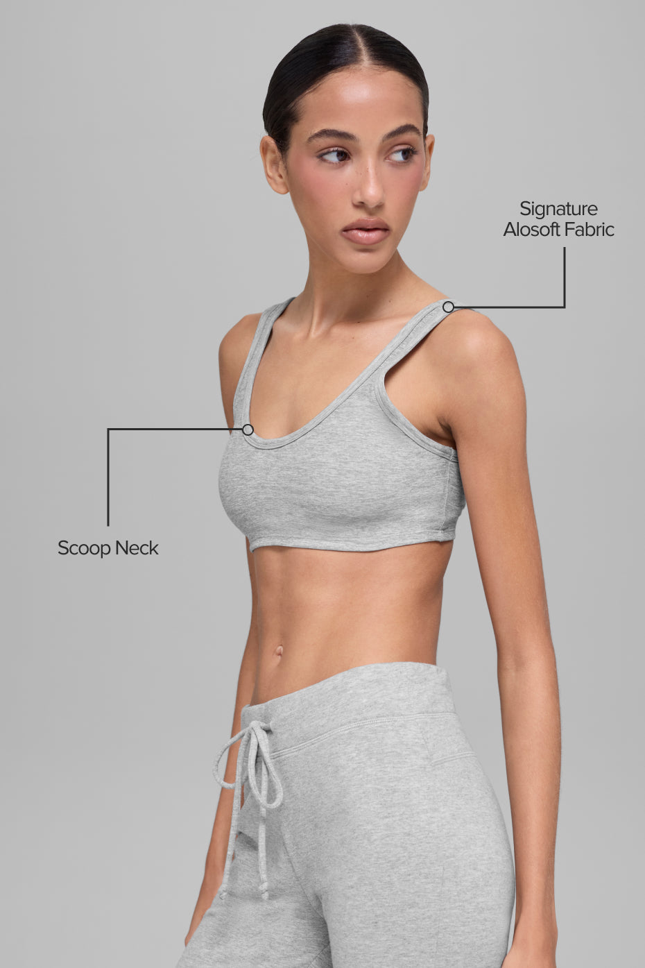 Alosoft Center Stage Bra - Athletic Heather Grey — photo 2