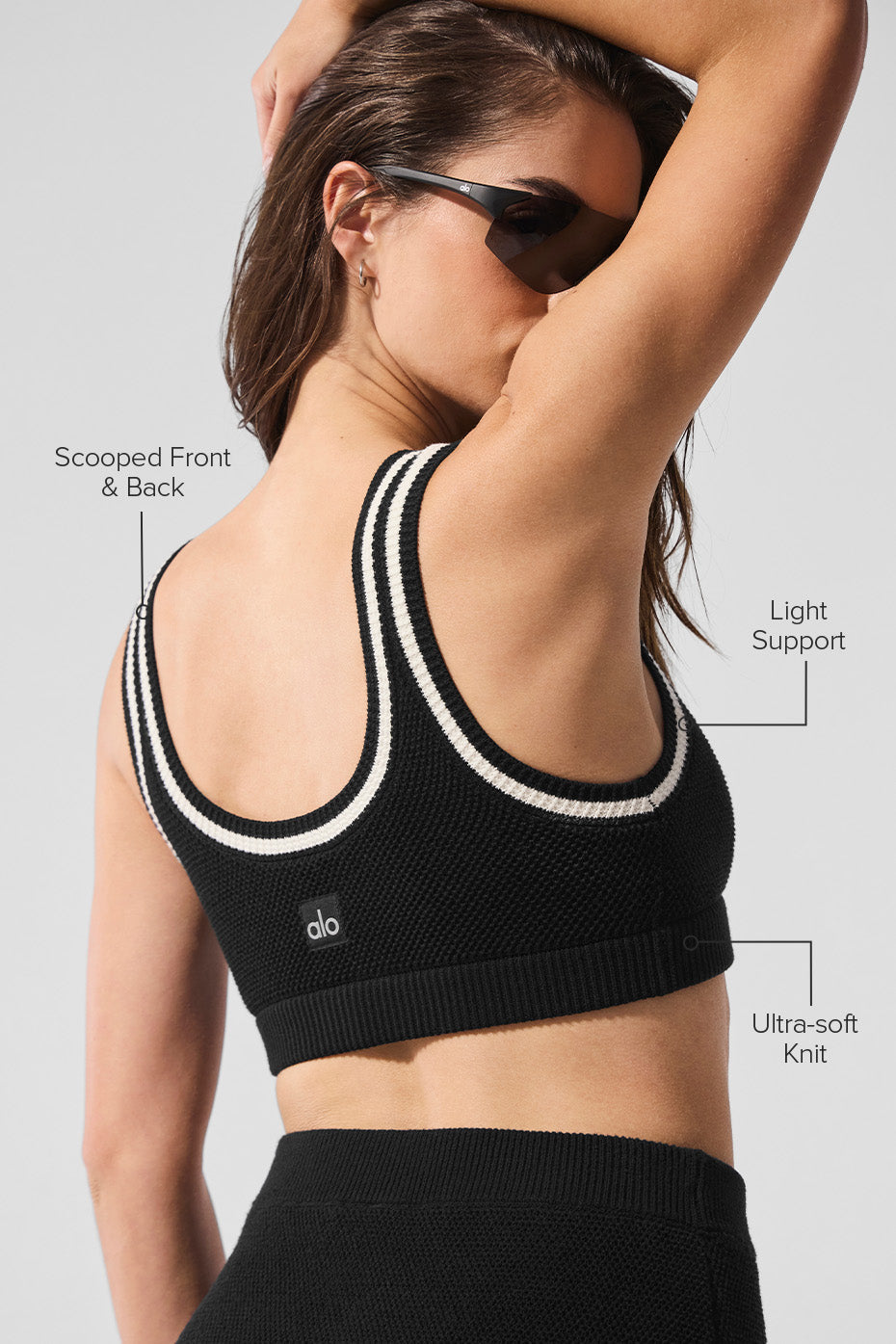 Tennis Club Sweater Knit Bra - Black/Ivory — photo 2