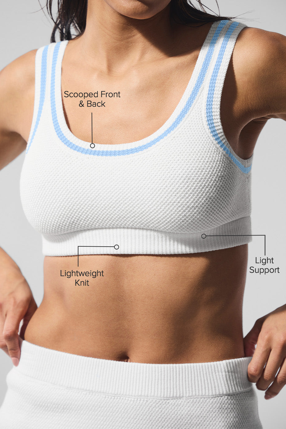 Tennis Club Sweater Knit Bra - White/Seashell Blue — photo 2