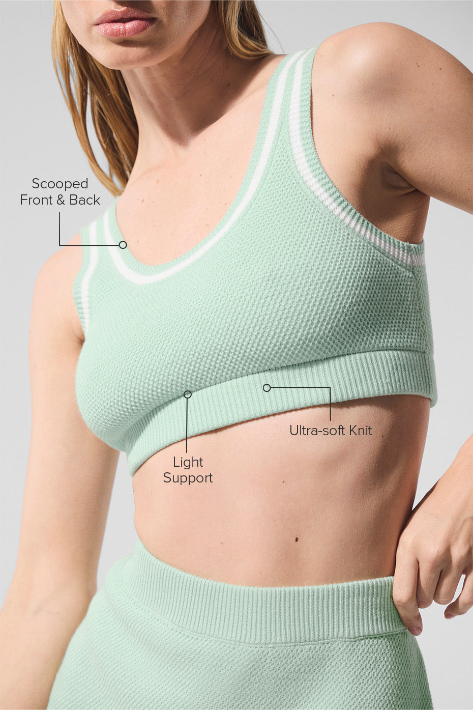 Tennis Club Sweater Knit Bra - Spearmint/White — photo 3