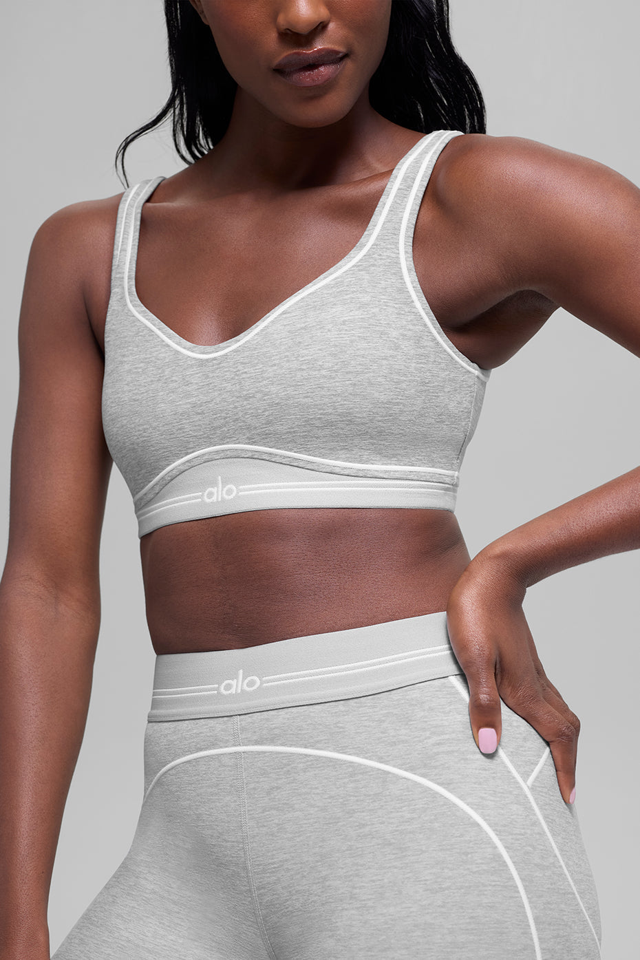 Alosoft Heart Throb Bra - Athletic Heather Grey/White — photo 5