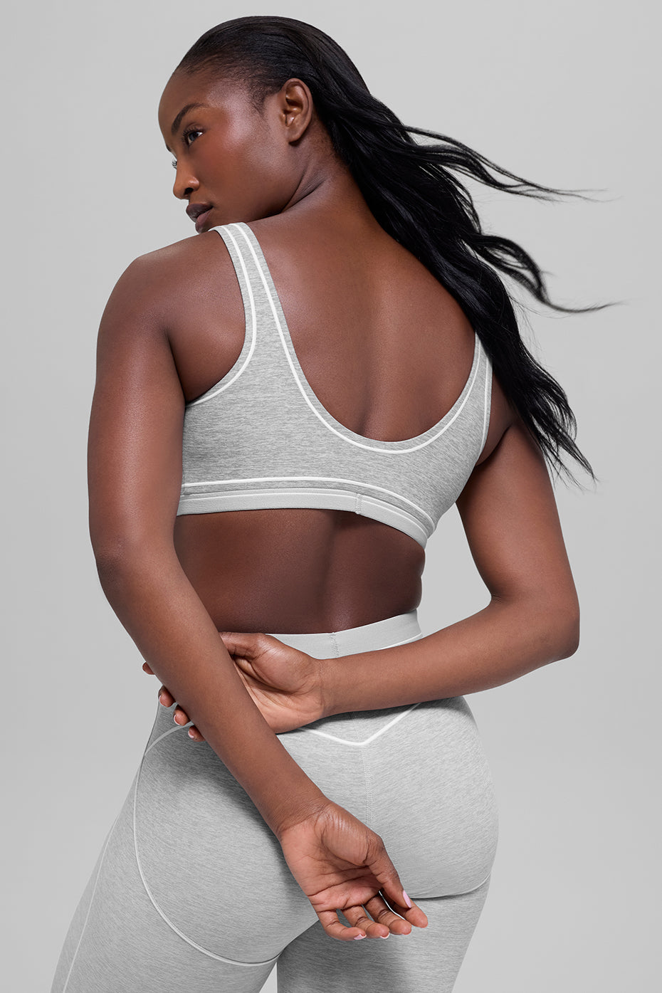 Alosoft Heart Throb Bra - Athletic Heather Grey/White — photo 3