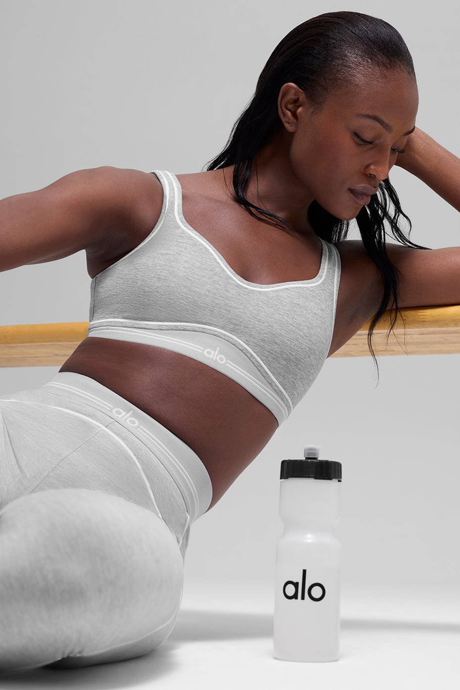 Alosoft Heart Throb Bra - Athletic Heather Grey/White — photo 2