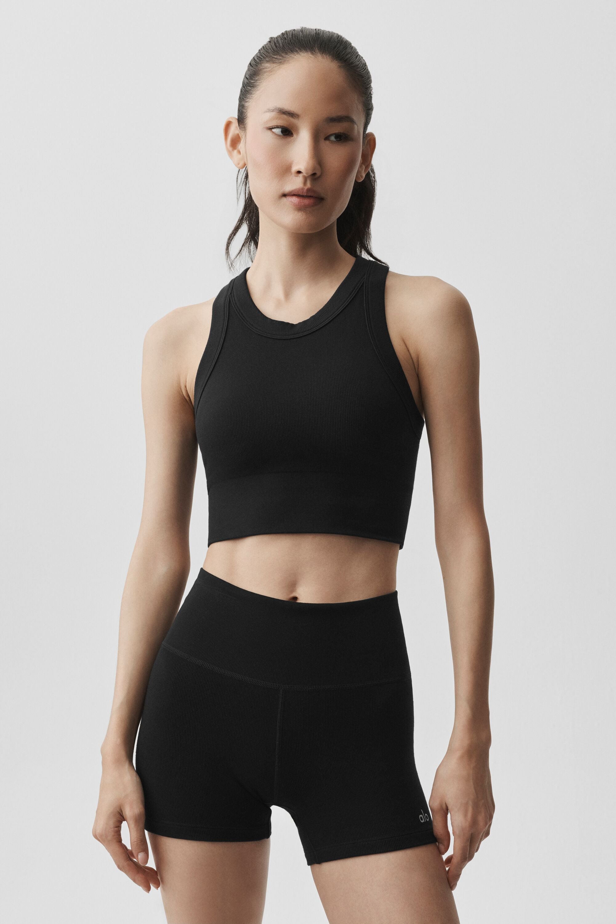 Seamless Modal Ribbed High Neck Delight Bra - Black — photo 1