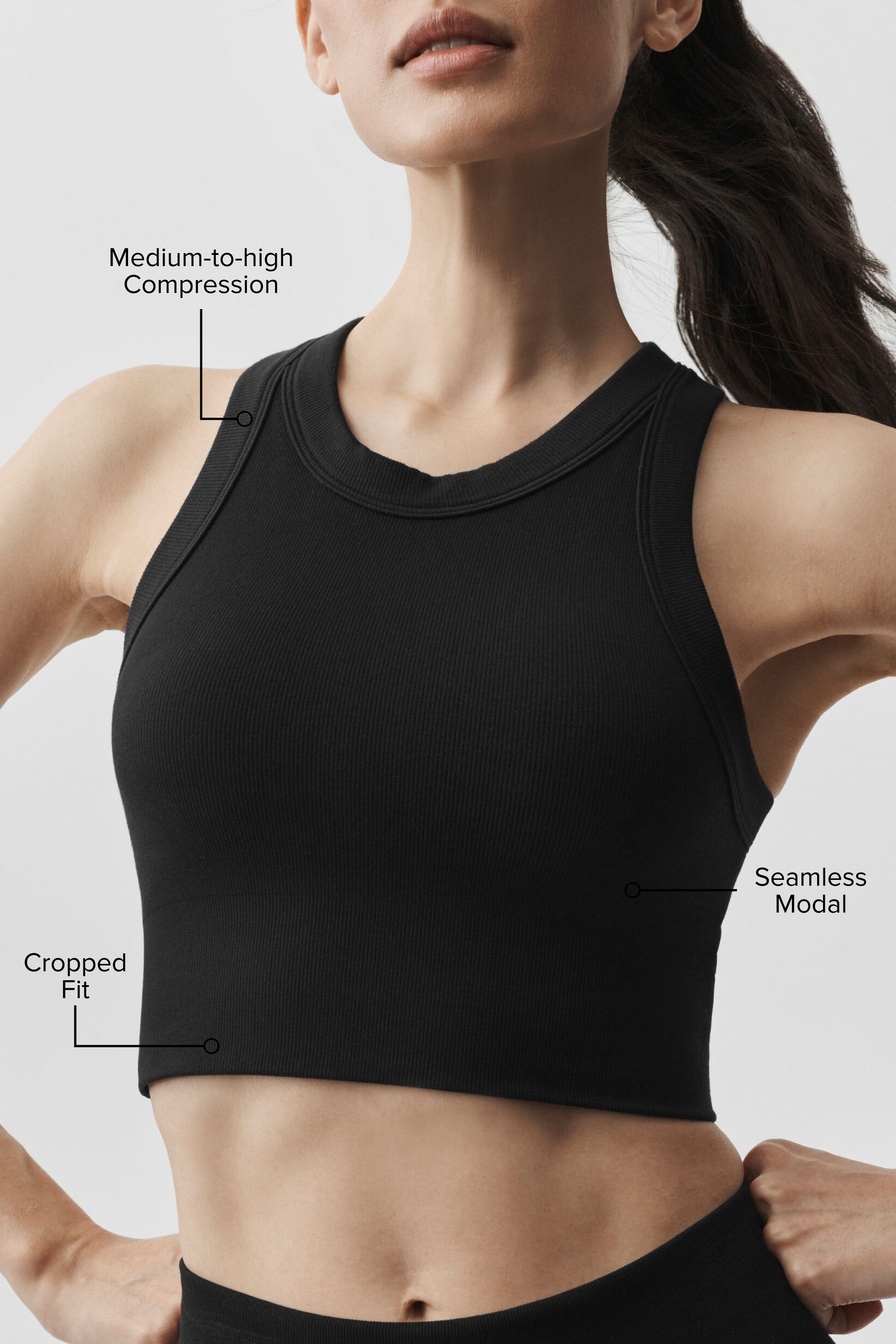 Seamless Modal Ribbed High Neck Delight Bra - Black — photo 2