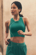 Seamless Modal Ribbed High Neck Delight Bra - Emerald Isle — photo 1
