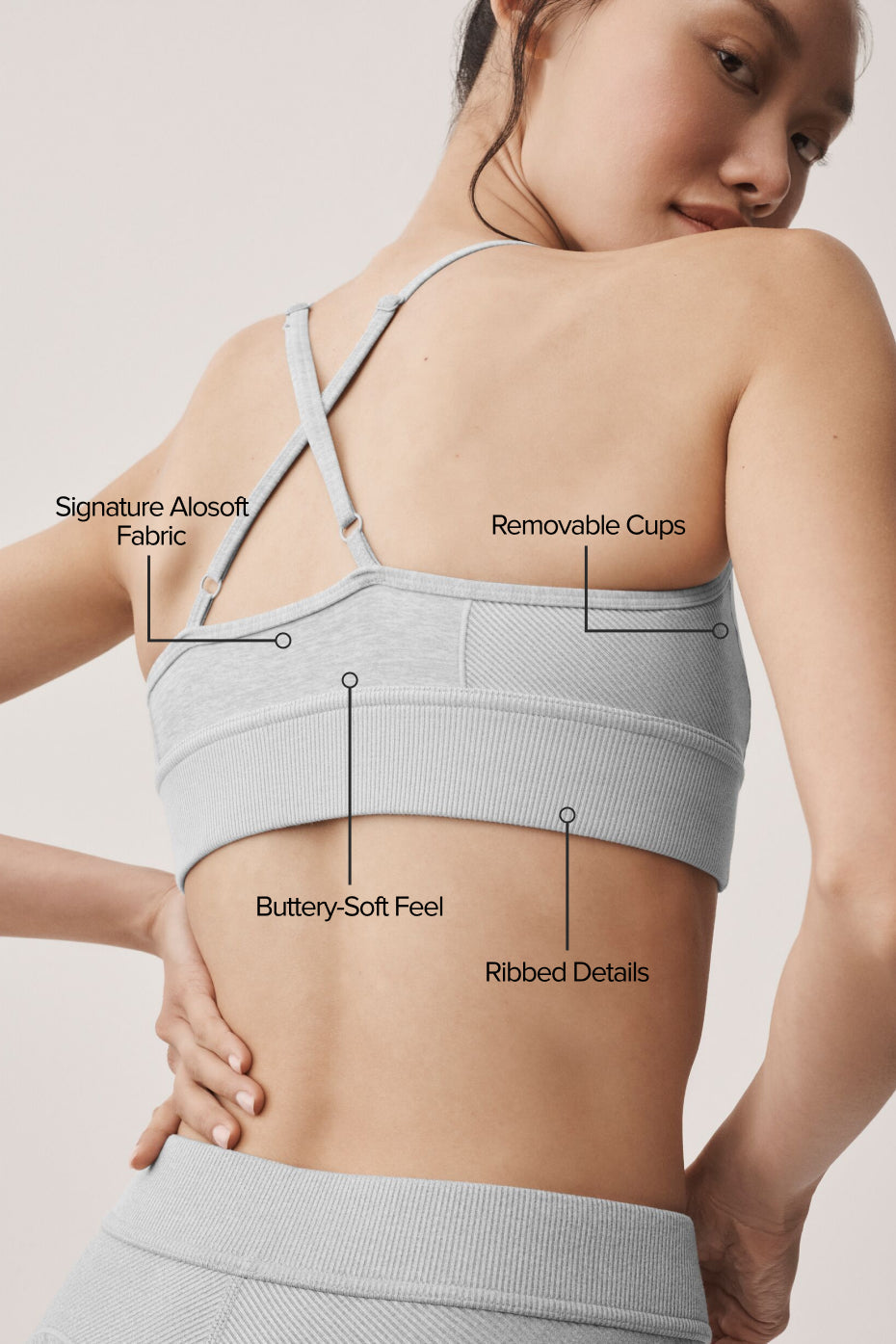 Alosoft Relay Bra - Athletic Heather Grey/White — photo 2