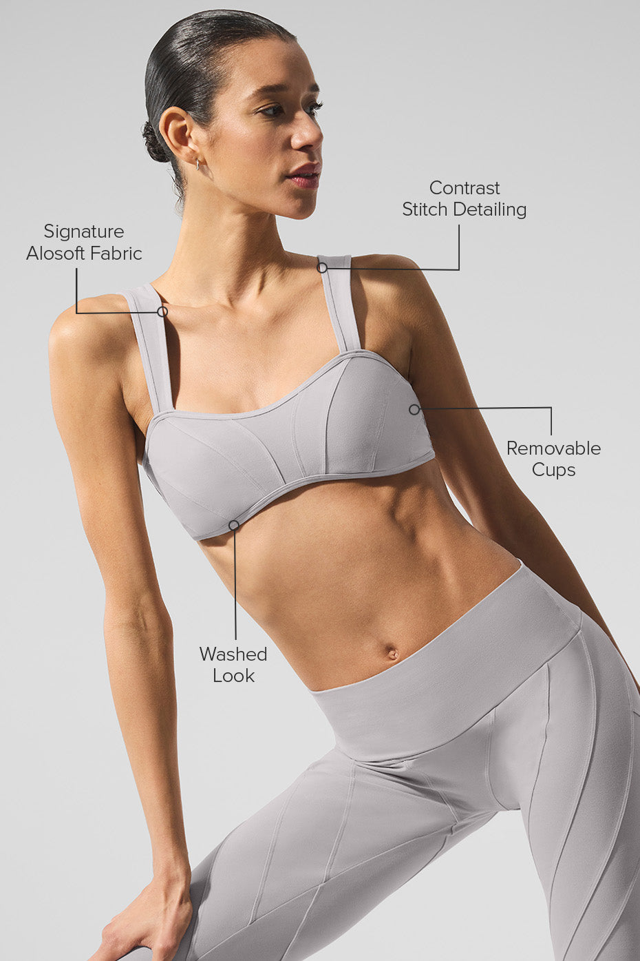 Washed Alosoft Sunray Bra - Grey Sky Wash — photo 2