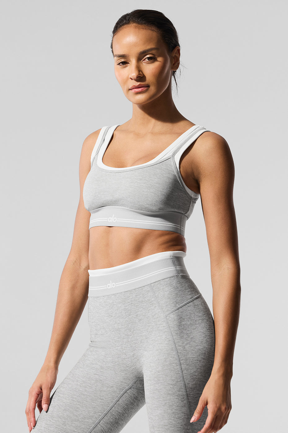 Alosoft Better Together Bra - Athletic Heather Grey/White — photo 3