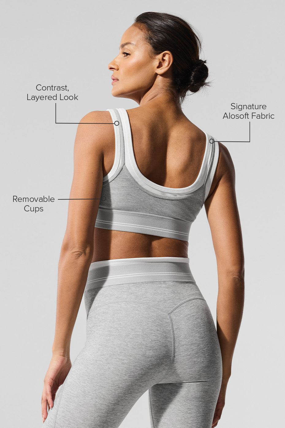 Alosoft Better Together Bra - Athletic Heather Grey/White — photo 2