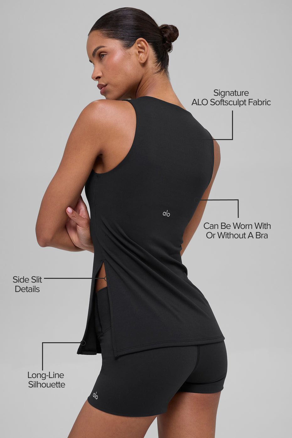 ALO Softsculpt Precision Full Length Bra Tank - Black — photo 2