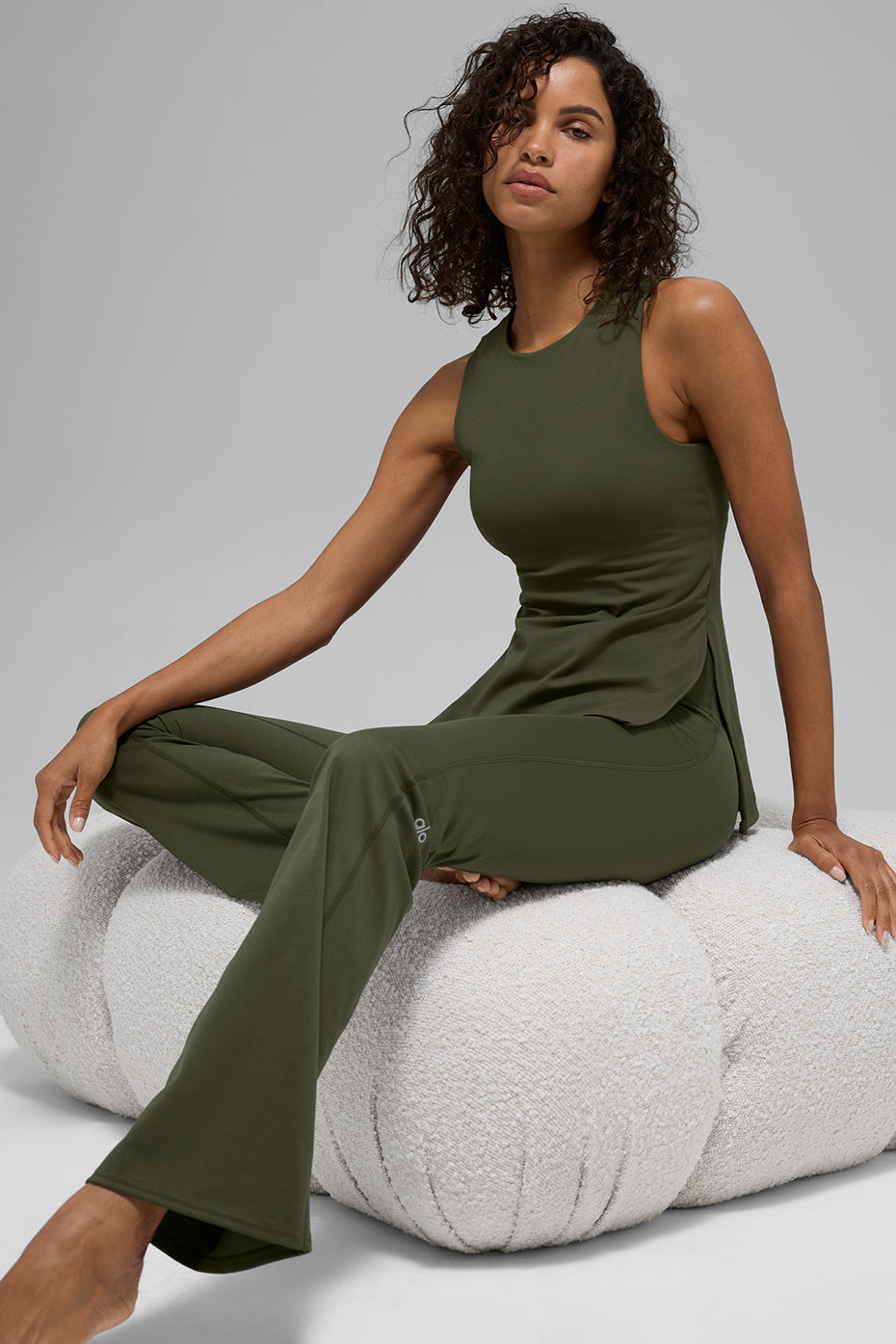 ALO Softsculpt Precision Full Length Bra Tank - Green Olive — photo 3