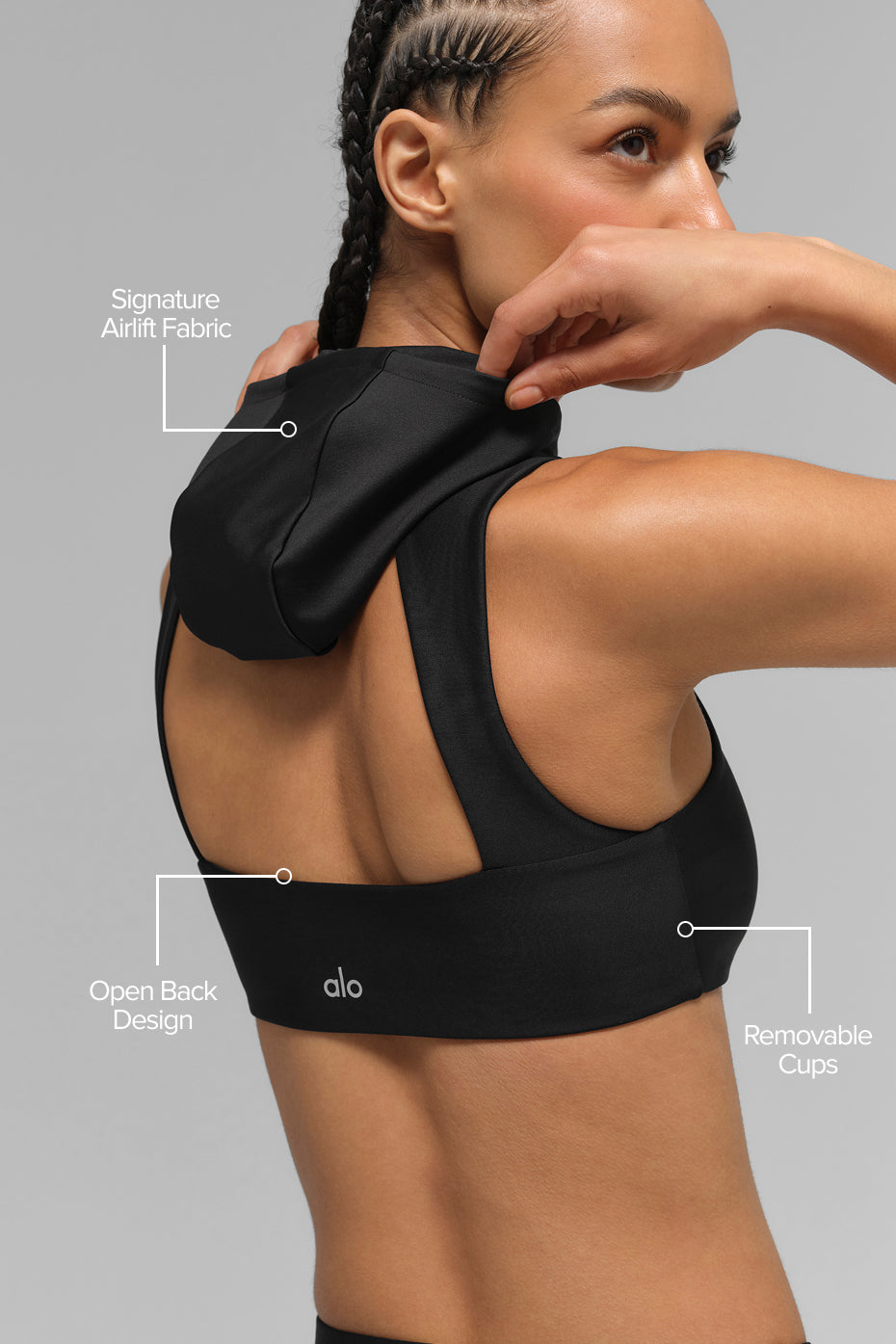 Airlift Light Speed Hooded Bra - Black — photo 2