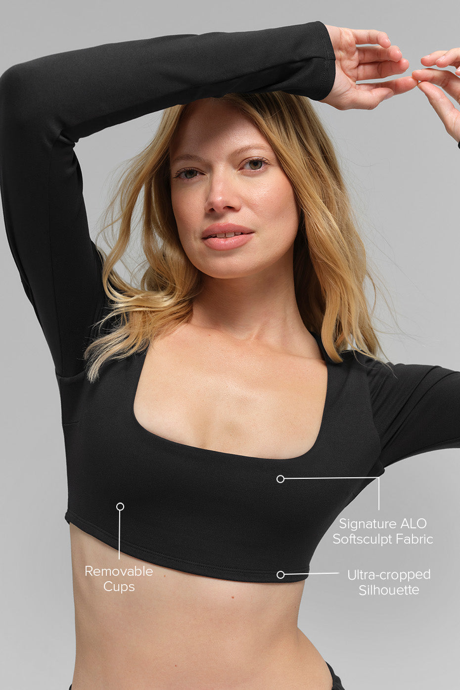 ALO Softsculpt Precision Long Sleeve Bra - Black — photo 2