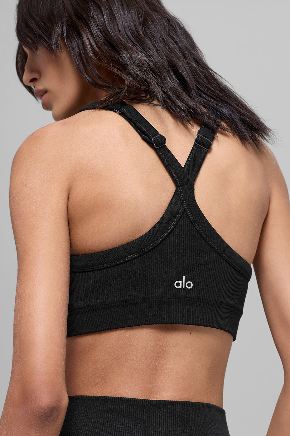 Seamless Two Tone Rib Bra - Black — photo 3