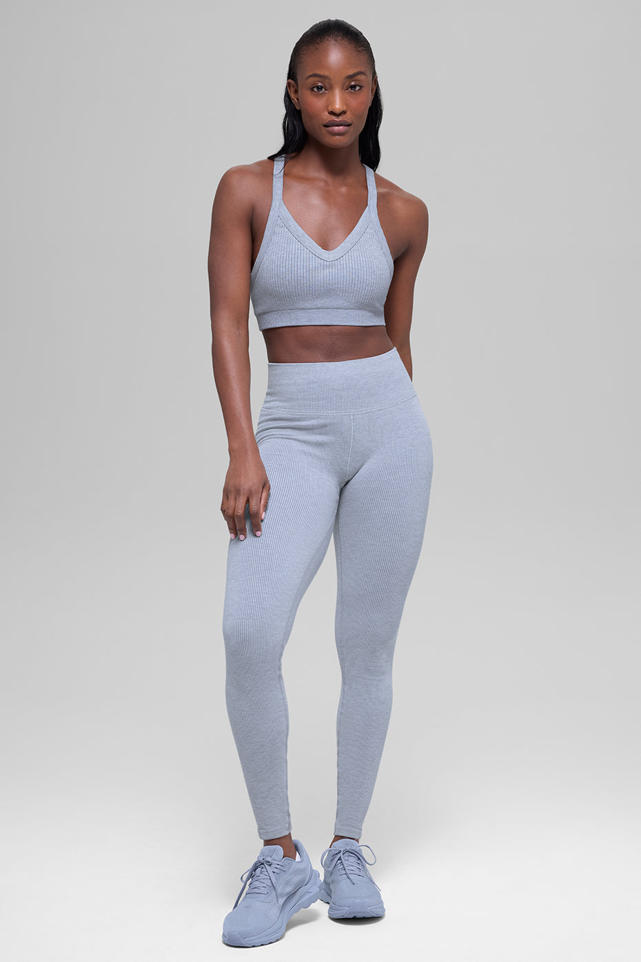 Seamless Two Tone Rib Bra - Winter Frost Heather — photo 5