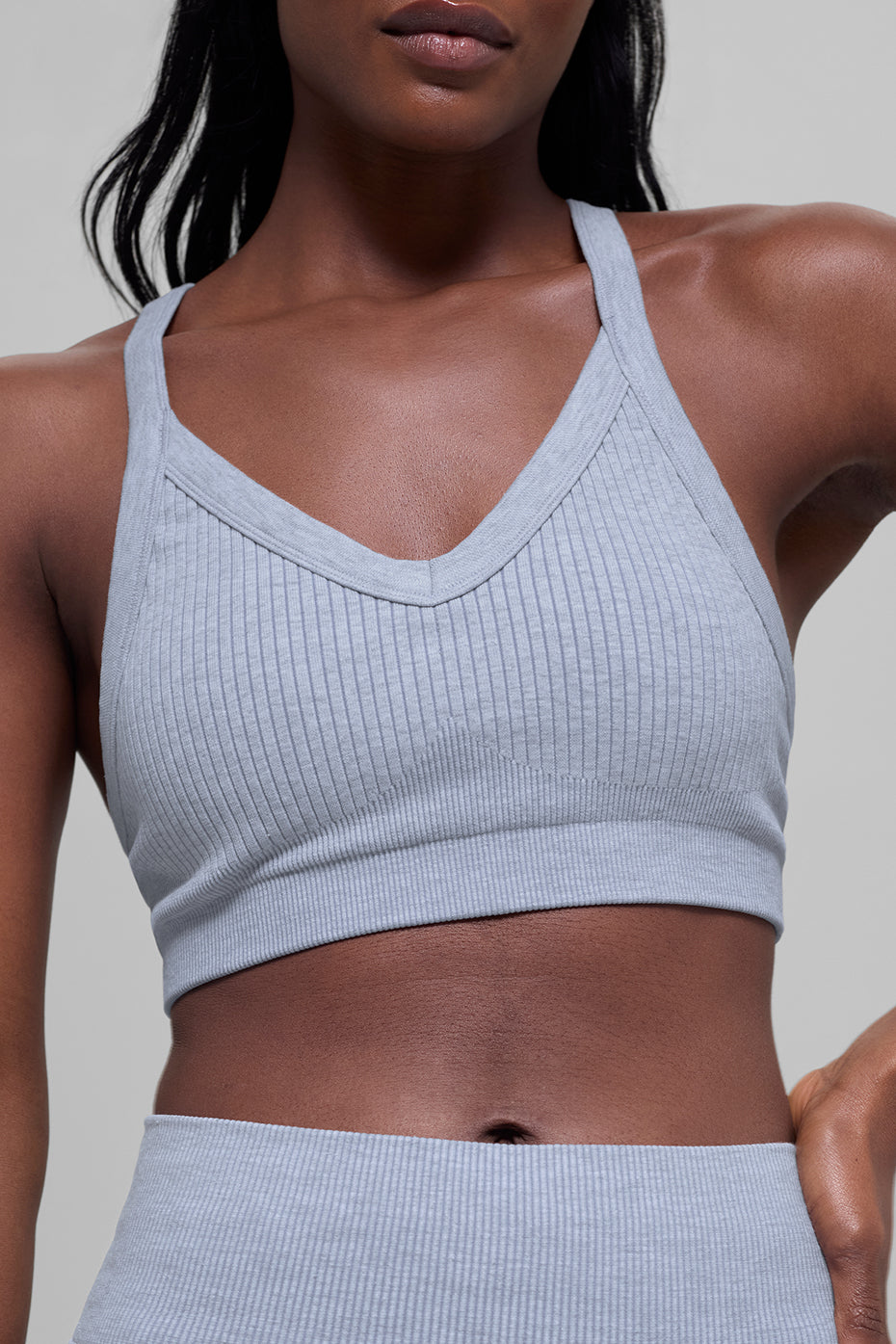 Seamless Two Tone Rib Bra - Winter Frost Heather — photo 2