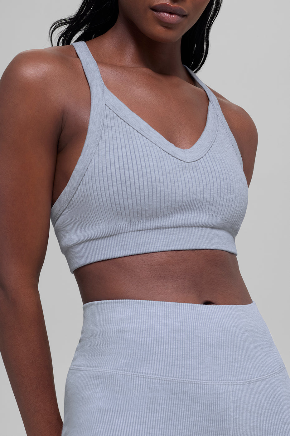 Seamless Two Tone Rib Bra - Winter Frost Heather — photo 4