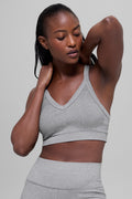 Seamless Two Tone Rib Bra - Light Misty Grey Heather — photo 1
