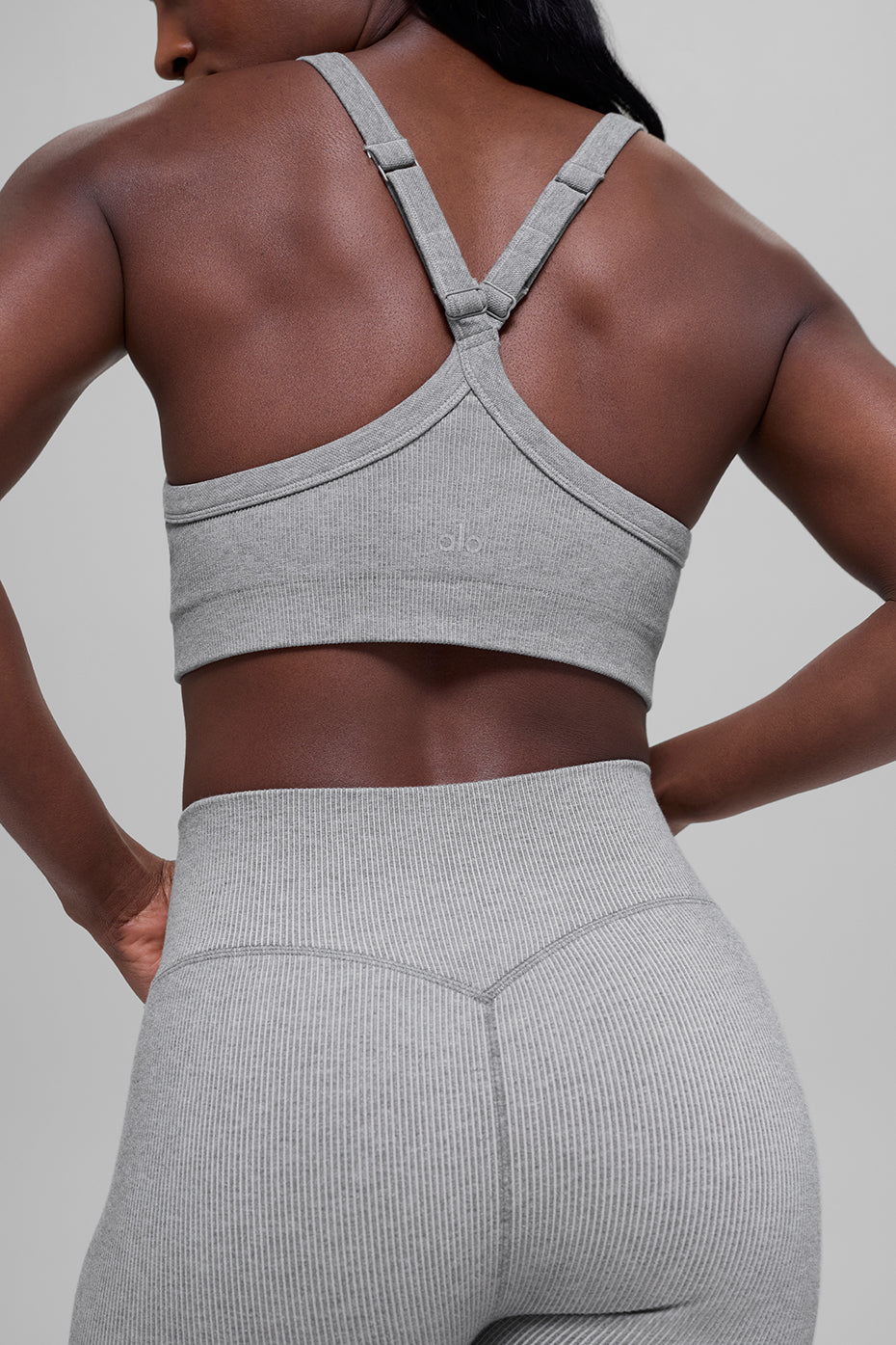 Seamless Two Tone Rib Bra - Light Misty Grey Heather — photo 2
