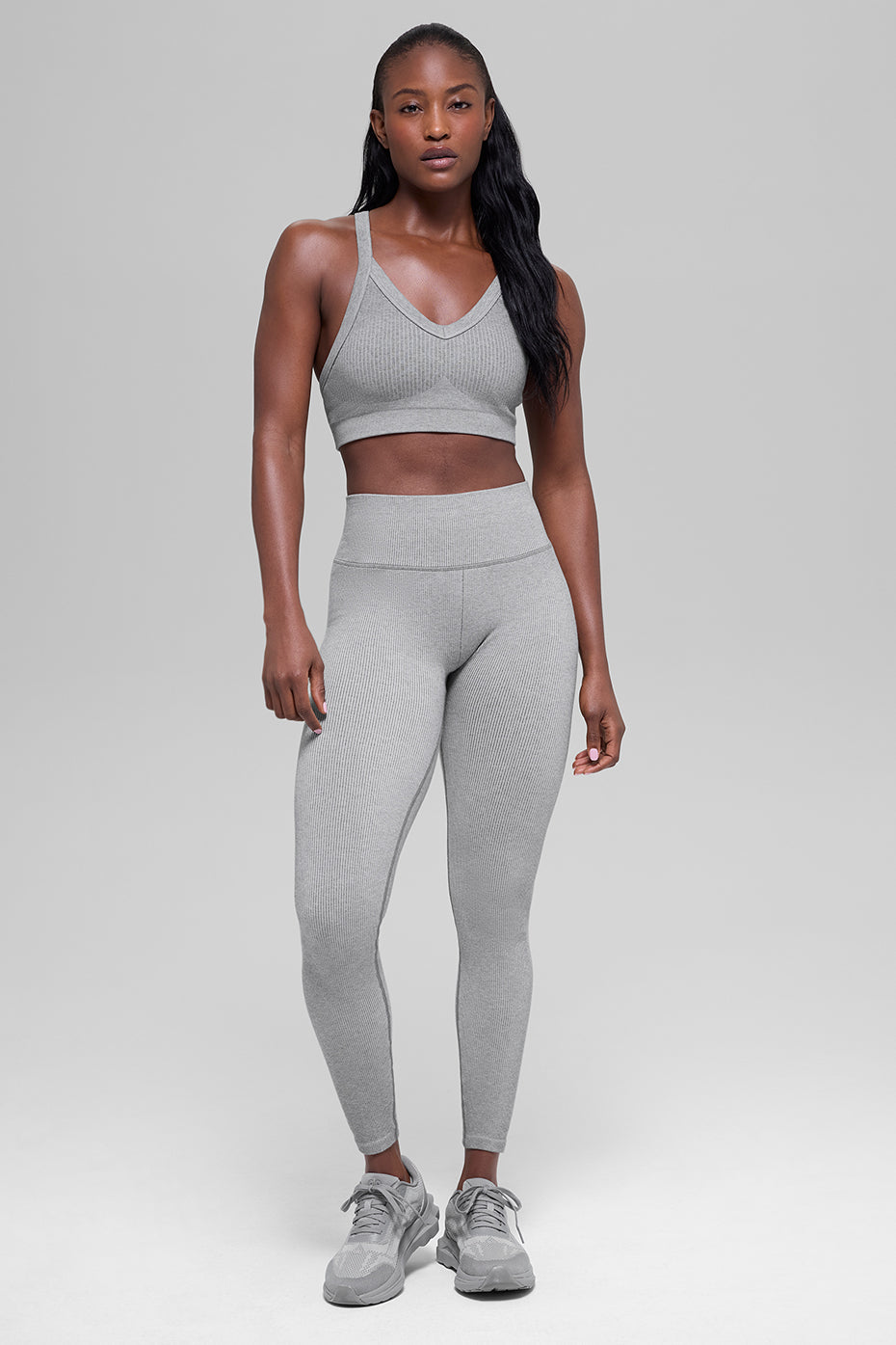 Seamless Two Tone Rib Bra - Light Misty Grey Heather — photo 4