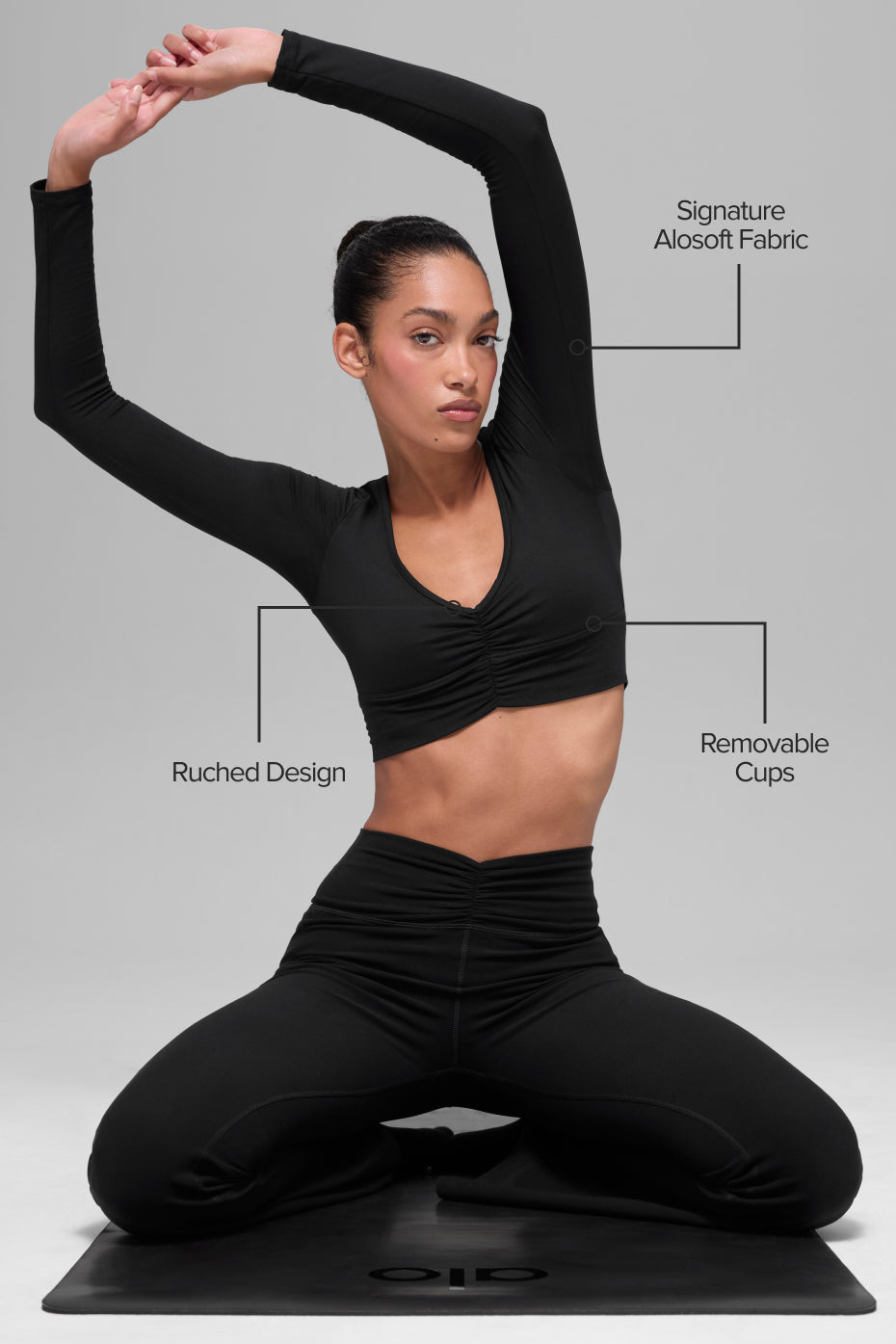 Alosoft Intuition Long Sleeve Bra - Black — photo 2