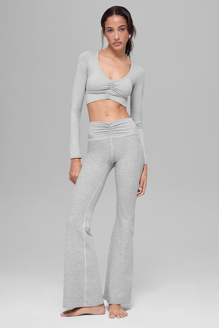 Alosoft Intuition Long Sleeve Bra - Athletic Heather Grey — photo 5