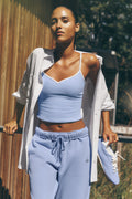 Airbrush Refined Bra Tank - Light Provence Blue/White — photo 1