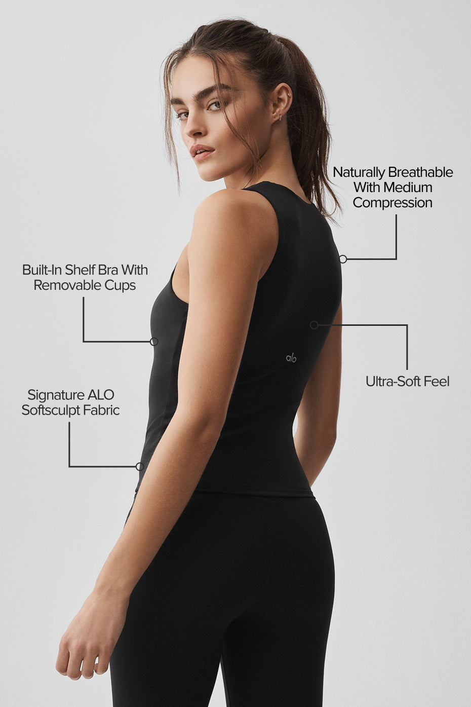 ALO Softsculpt No Nonsense Bra Tank - Black — photo 2