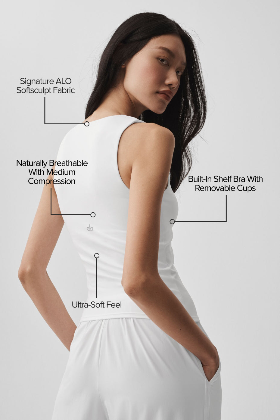 ALO Softsculpt No Nonsense Bra Tank - White — photo 2