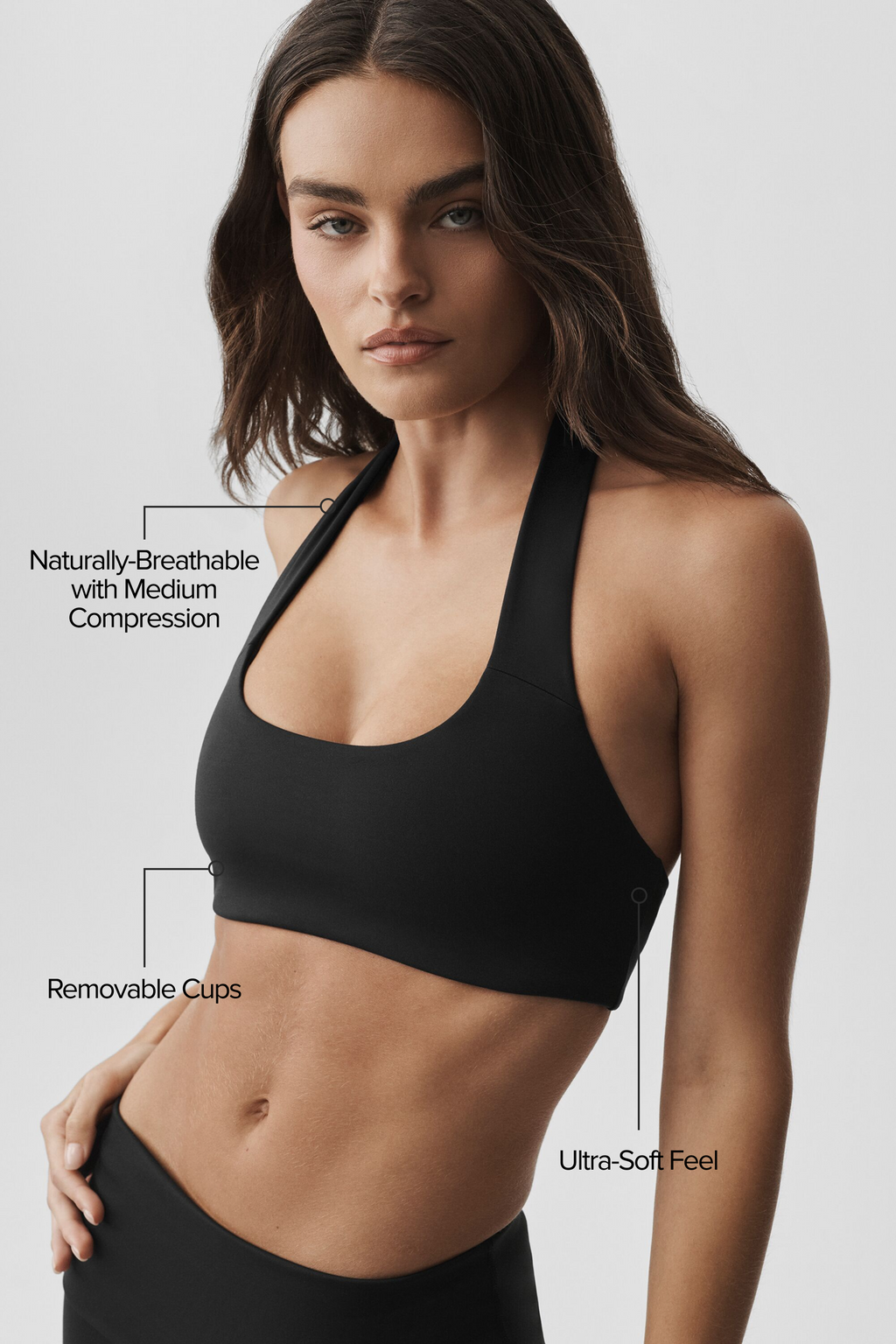 ALO Softsculpt Feel The Heat Halter Bra - Black — photo 2