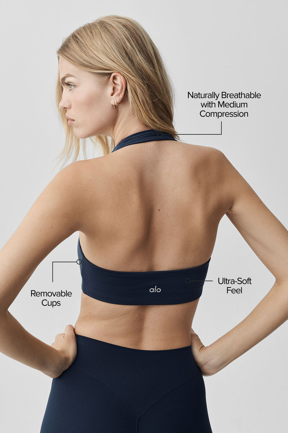 ALO Softsculpt Feel The Heat Halter Bra - Navy — photo 2