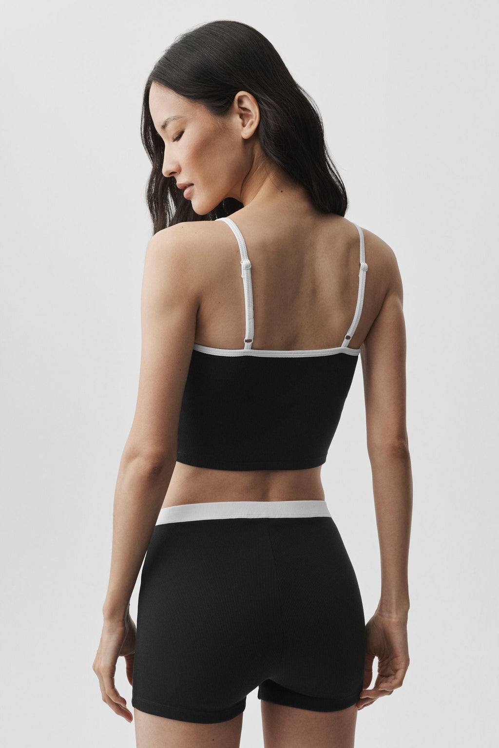 Goddess Ribbed First Pick Bra Tank - Black/White — photo 4