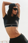 ALO Softsculpt Amp It Up Short Sleeve Bra - Black — photo 1
