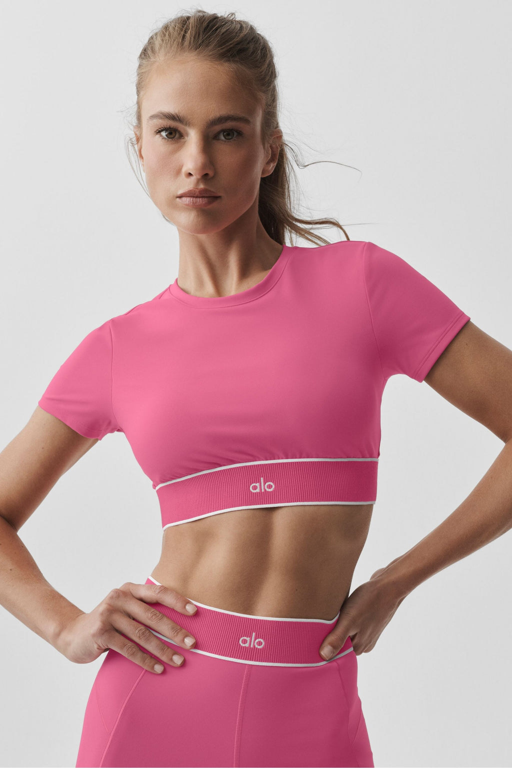 ALO Softsculpt Amp It Up Short Sleeve Bra - Paradise Pink — photo 3
