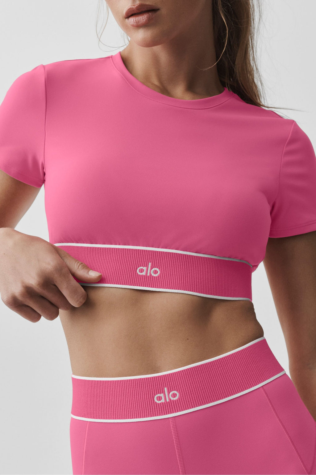 ALO Softsculpt Amp It Up Short Sleeve Bra - Paradise Pink — photo 2