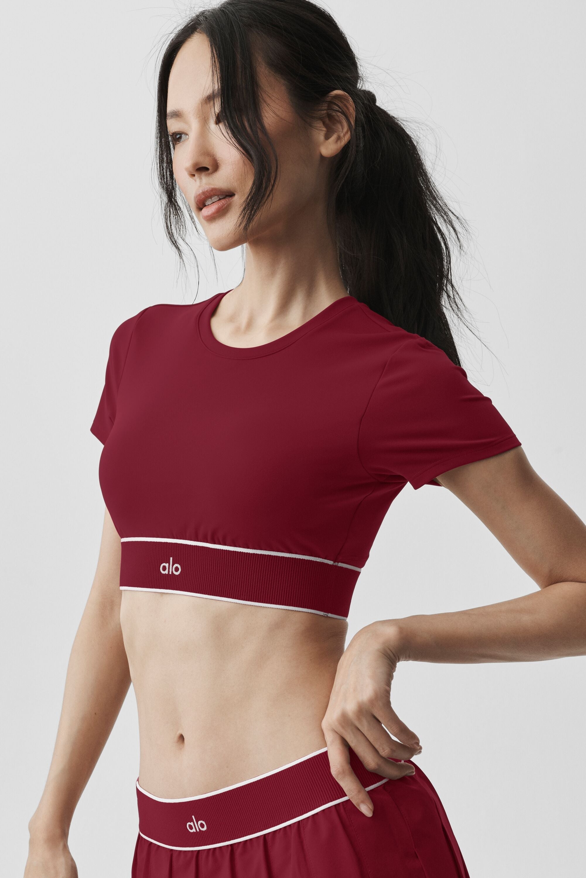 ALO Softsculpt Amp It Up Short Sleeve Bra - Summer Romance Red — photo 3