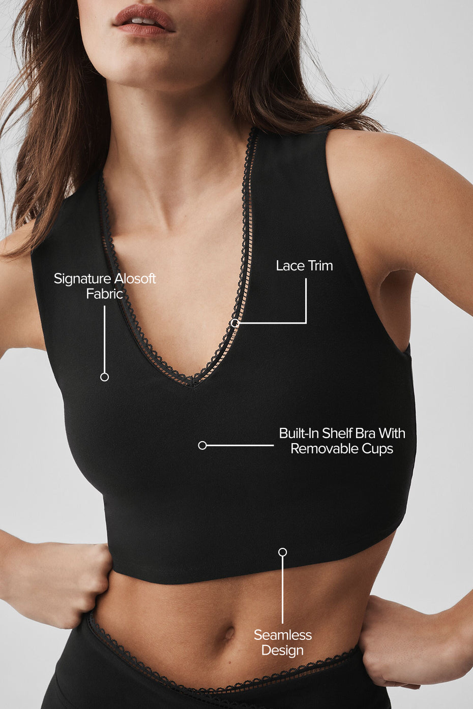 Alosoft Affection V-Neck Bra Tank - Black — photo 2