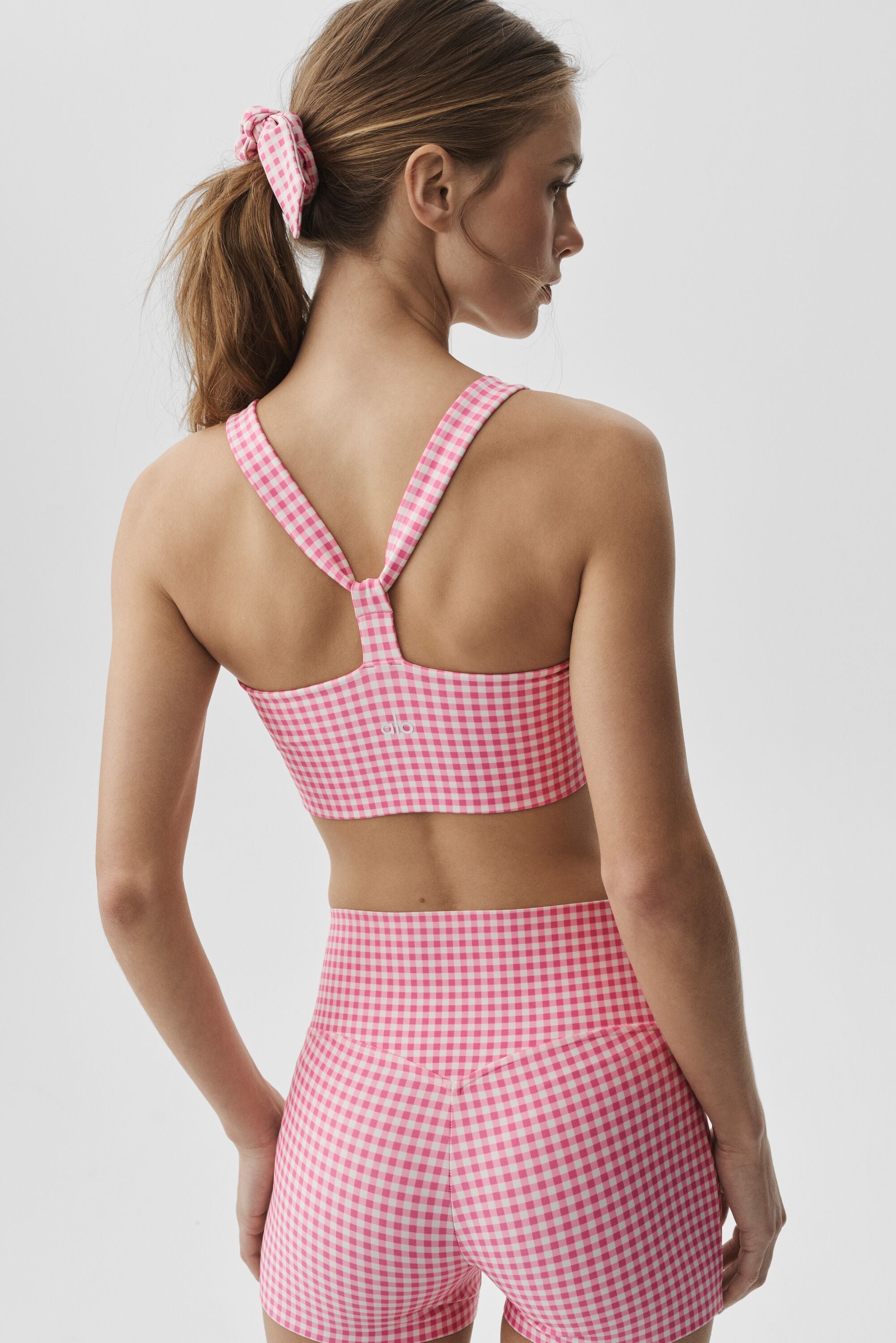 Airlift Gingham Sleek Bra Tank - Paradise Pink Gingham — photo 2