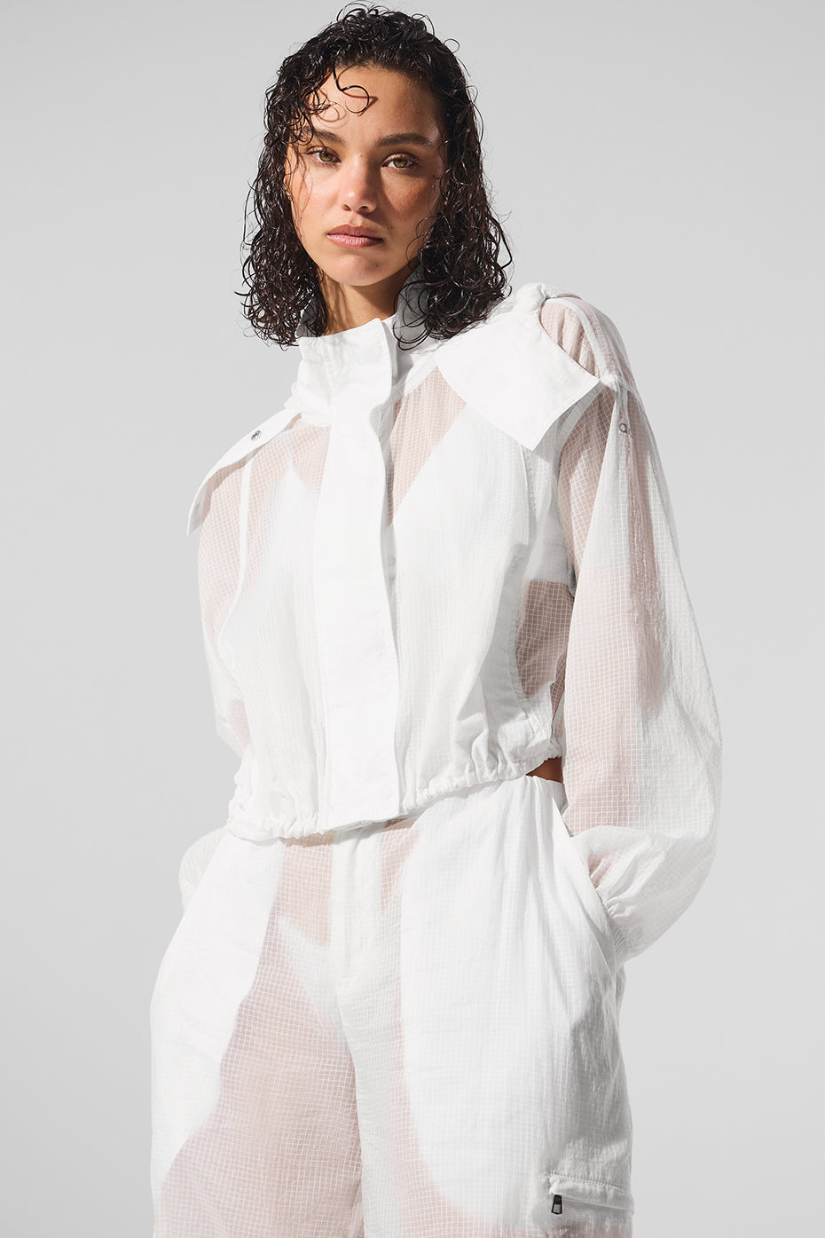 Cropped Game Time Full Zip Jacket - White — photo 5