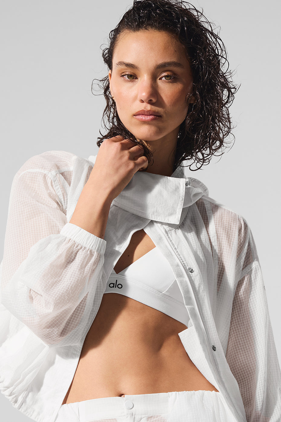 Cropped Game Time Full Zip Jacket - White — photo 4