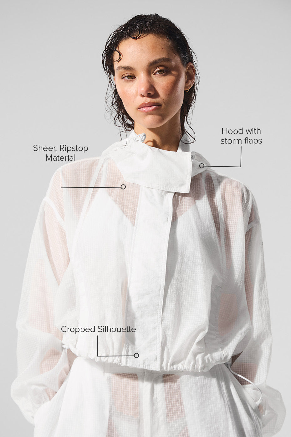 Cropped Game Time Full Zip Jacket - White — photo 2