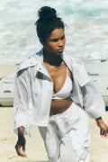 Cropped Game Time Full Zip Jacket - White — photo 1