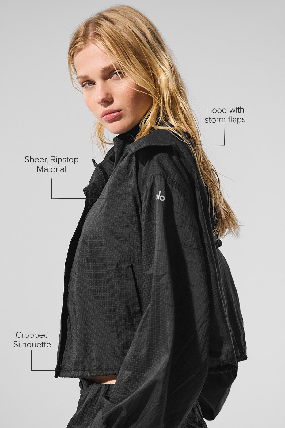 Cropped Game Time Full Zip Jacket - Black — photo 2